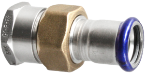 VTE press RVS 3-delige koppeling vlak binnendraad