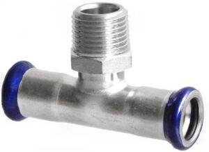 VTE press RVS T-stuk met buitendraad 15xRp1/2bix15