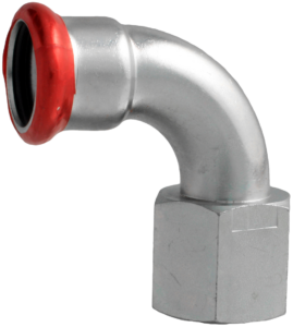 VTE press staalverzinkte bocht 90° met lange binnendraad