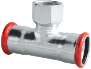 VTE press staalverzinkt T-stuk met lange binnendraad