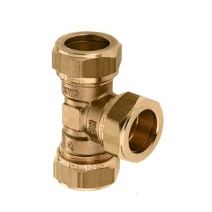 Bonfix messing T-stuk 90°, 3x knel, 8 mm, Kiwa / Gastec